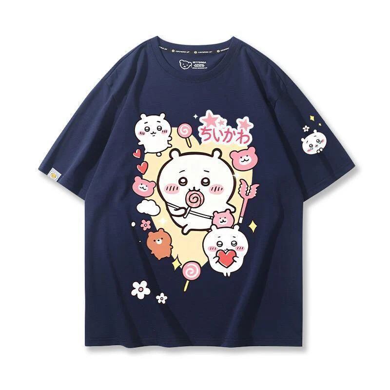 「tops」ちいかわ キャラクター プリント 男女兼用 ラウンドネック 半袖Ｔシャツ 7色YS8403