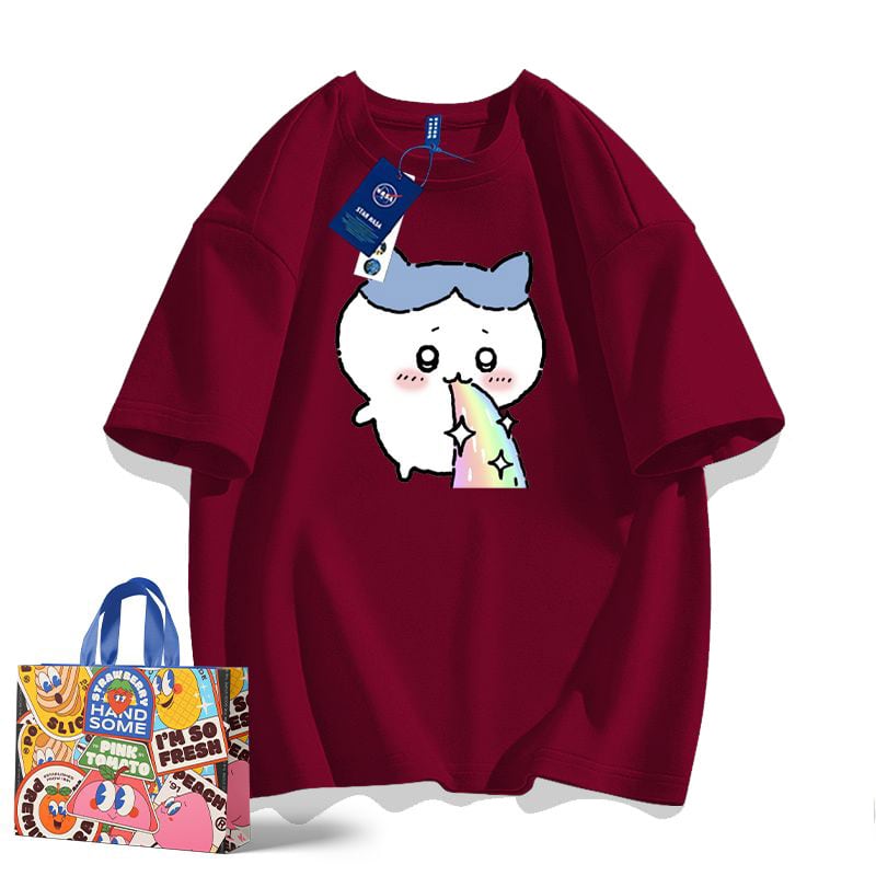 「tops」ちいかわ ハチワレ キャラクタープリント 男女兼用 ラウンドネック ルーズ 半袖Ｔシャツ 8色YS8458