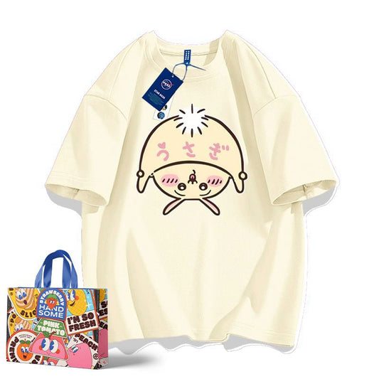 「tops」ちいかわ ウサギキャラクタープリント 男女兼用  ルーズ 半袖Ｔシャツ 7色YS8438