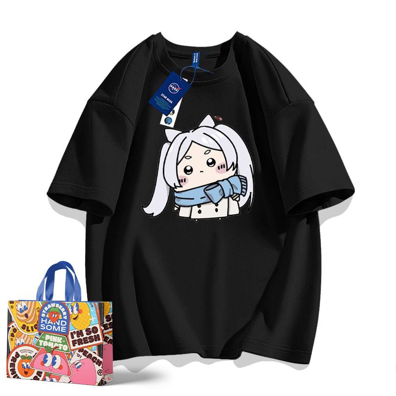 「tops」ちいかわX葬送のフリーレン  キャラクタープリント 男女兼用 ラウンドネック 半袖Ｔシャツ 8色YS8457