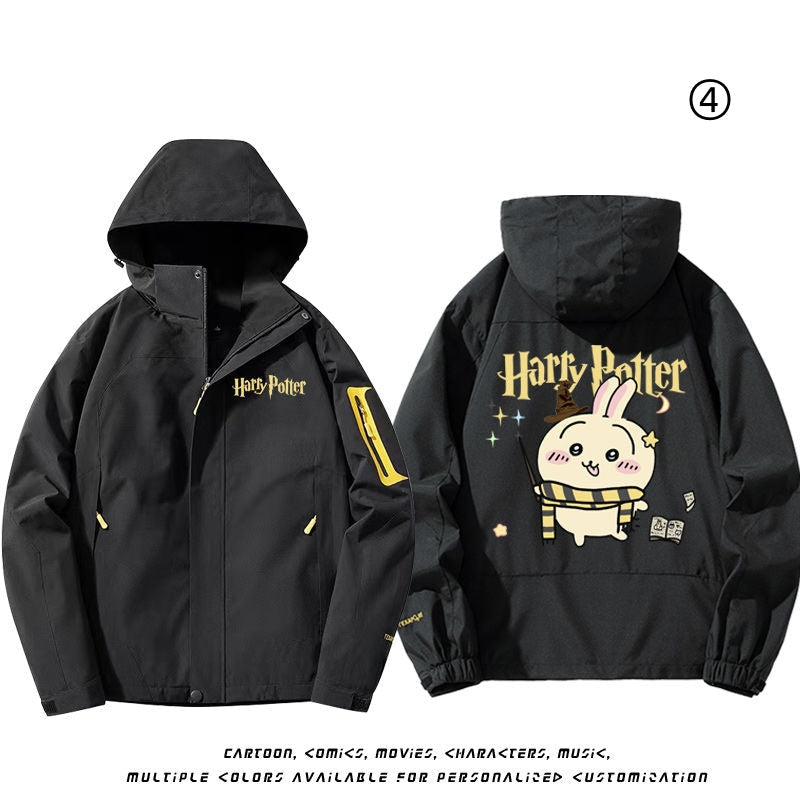 「outer」ちいかわXHARRY POTTER キャラクタープリント 男女兼用 撥水加工 マウンテンパーカーYS9536