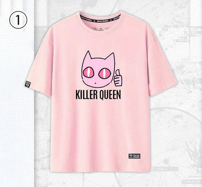 「tops」JOJO キャラクター Killer Queen プリント 男女兼用 半袖Ｔシャツ 5色2種類YS8468