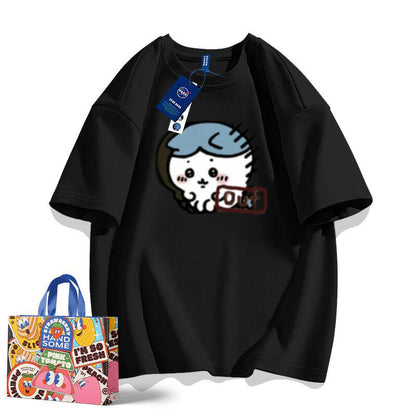 「tops」ちいかわ ハチワレ プリント 男女兼用 ルーズ 半袖Ｔシャツ 9色YS8532