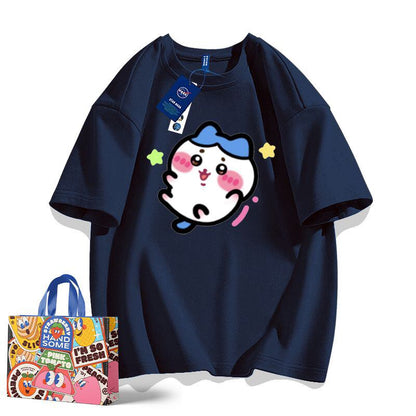 「tops」ちいかわ ハチワレ プリント 男女兼用 ルーズ 半袖Ｔシャツ 7色YS8537