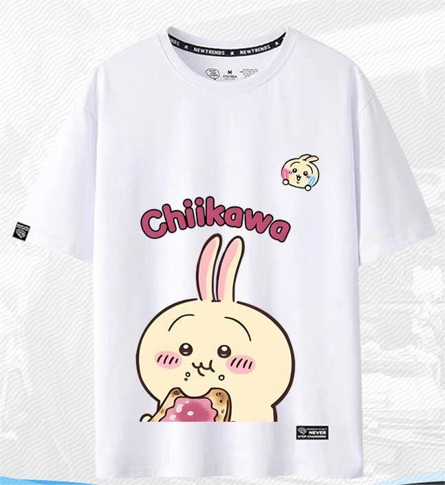 「tops」ちいかわ ウサギ キャラクタープリント 男女兼用 ラウンドネック 半袖Ｔシャツ 6色YS8471