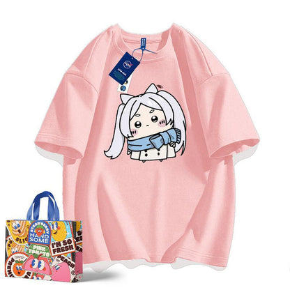 「tops」ちいかわX葬送のフリーレン  キャラクタープリント 男女兼用 ラウンドネック 半袖Ｔシャツ 8色YS8457