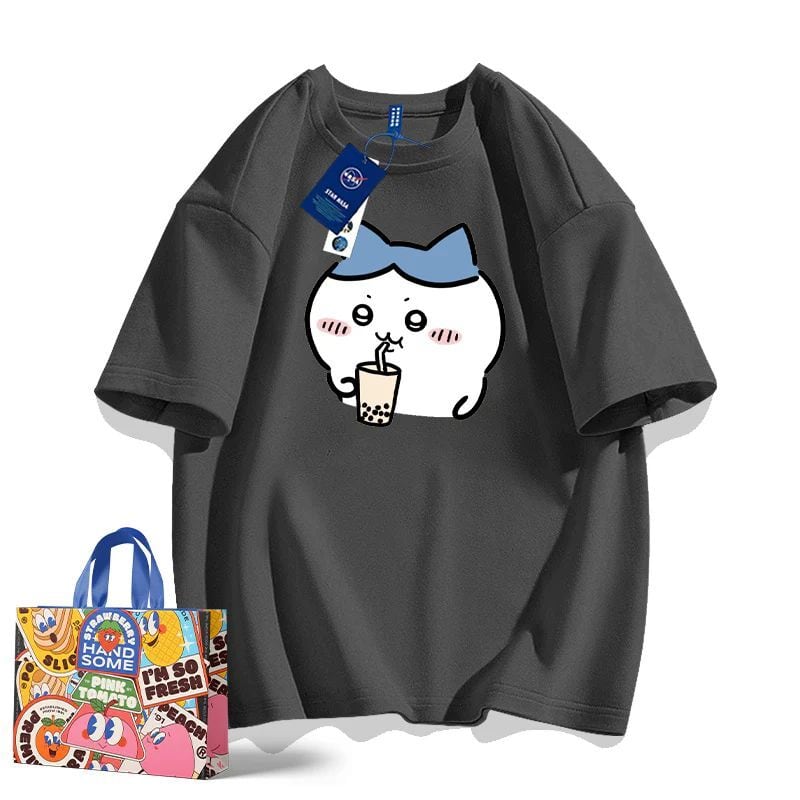 「tops」ちいかわ ハチワレキャラクター プリント 男女兼用 ラウンドネック 半袖Ｔシャツ 8色YS8404