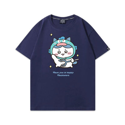 「tops」ちいかわ ハチワレ キャラクター プリント 男女兼用 ラウンドネック 半袖Ｔシャツ 7色YS8489