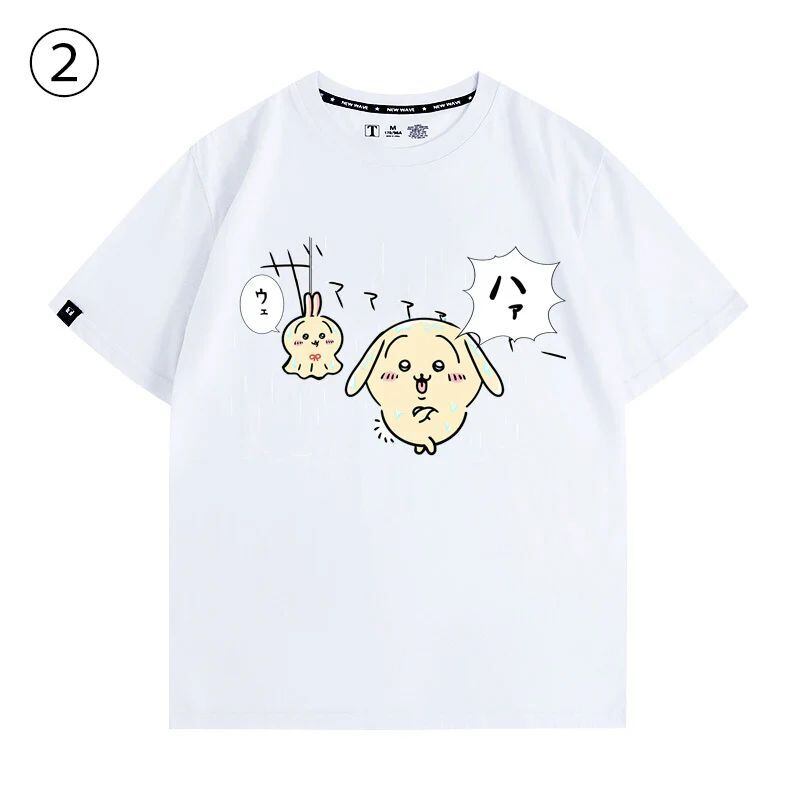 「tops」ちいかわ バスケットボール ウサギ プリント 半袖Ｔシャツ（ 男女兼用） 4色 2種類YS8566