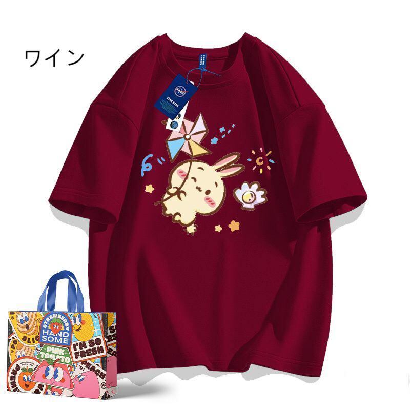 「tops」ちいかわ ウサギ キャラクター プリント 男女兼用 ラウンドネック 半袖Ｔシャツ 9色YS8426