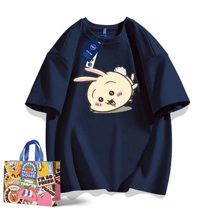 「tops」ちいかわ ウサギ キャラクター プリント 男女兼用 ラウンドネック 半袖Ｔシャツ 8色YS8395