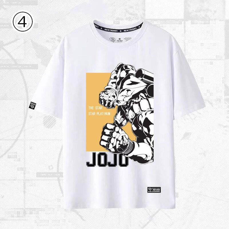 「tops」JOJO キャラクター 漫画プリント 男女兼用 ラウンドネック 半袖Ｔシャツ 2色 5種類YS8564