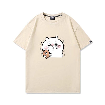 「tops」ちいかわ キャラクター プリント 男女兼用 ラウンドネック 半袖Ｔシャツ 6色YS8508