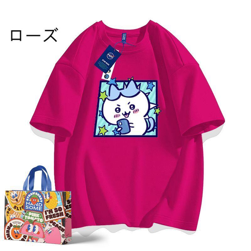 「tops」ちいかわ ハチワレ漫画プリント 可愛い 半袖Ｔシャツ （ 男女兼用） 9色YS8512