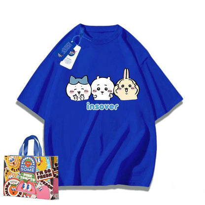 「tops」ちいかわ キャラクタープリント 男女兼用 ラウンドネック 半袖Ｔシャツ 6色YS8484