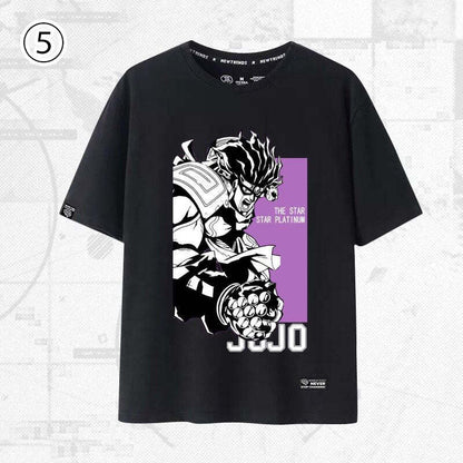 「tops」JOJO キャラクター 漫画プリント 男女兼用 ラウンドネック 半袖Ｔシャツ 2色 5種類YS8564