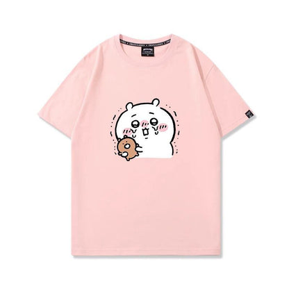 「tops」ちいかわ キャラクター プリント 男女兼用 ラウンドネック 半袖Ｔシャツ 6色YS8508