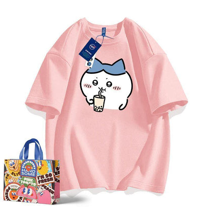 「tops」ちいかわ ハチワレキャラクター プリント 男女兼用 ラウンドネック 半袖Ｔシャツ 8色YS8404