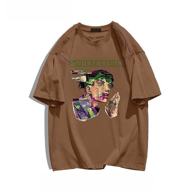 「tops」JOJO キャラクター 露伴 プリント 男女兼用 半袖Ｔシャツ9色YS8356