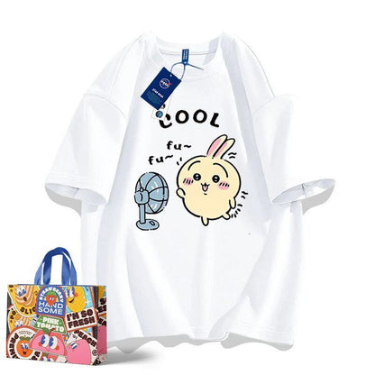 「tops」ちいかわ キャラクター プリント 男女兼用 ラウンドネック ルーズ 半袖Ｔシャツ 8色YS8391