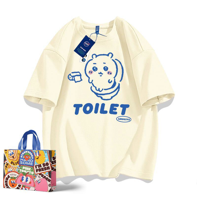 「tops」ちいかわ TOILET プリント 男女兼用 ルーズ 半袖Ｔシャツ 9色YS8533