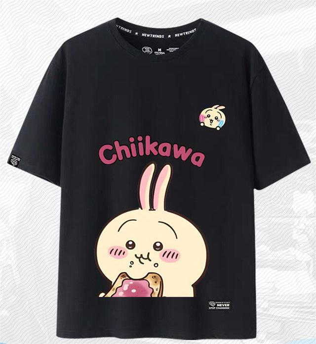 「tops」ちいかわ ウサギ キャラクタープリント 男女兼用 ラウンドネック 半袖Ｔシャツ 6色YS8471