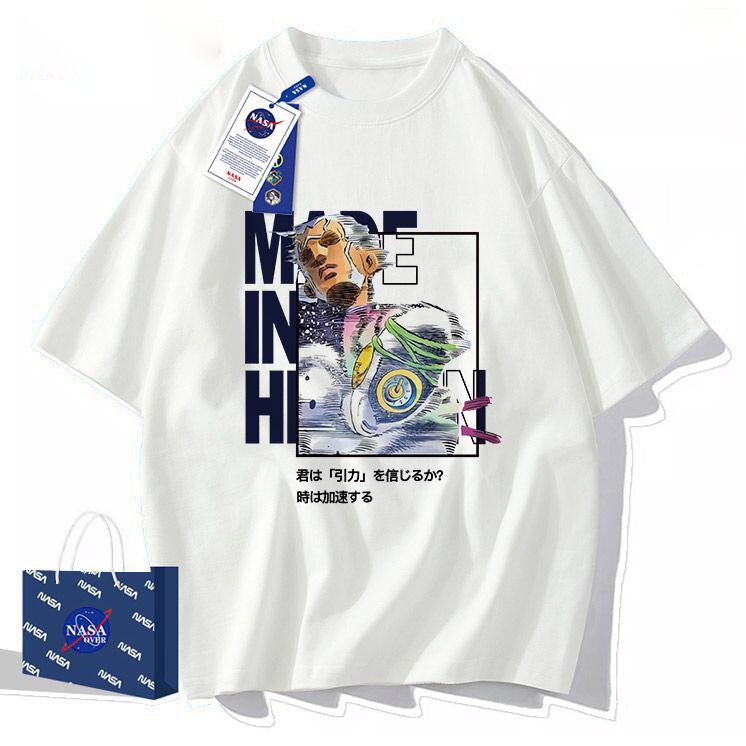 「tops」JOJO キャラクター Made In Heaven プリント 男女兼用 ラウンドネック 半袖Ｔシャツ 5色YS8358