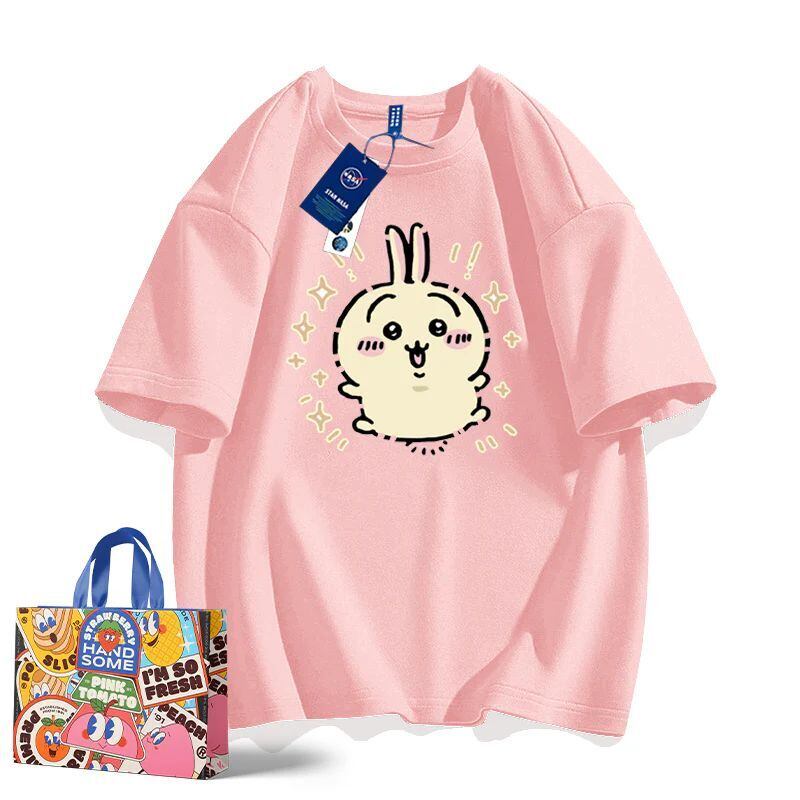 「tops」ちいかわ ウサギ キャラクター プリント 男女兼用 ラウンドネック 半袖Ｔシャツ 8色YS8398