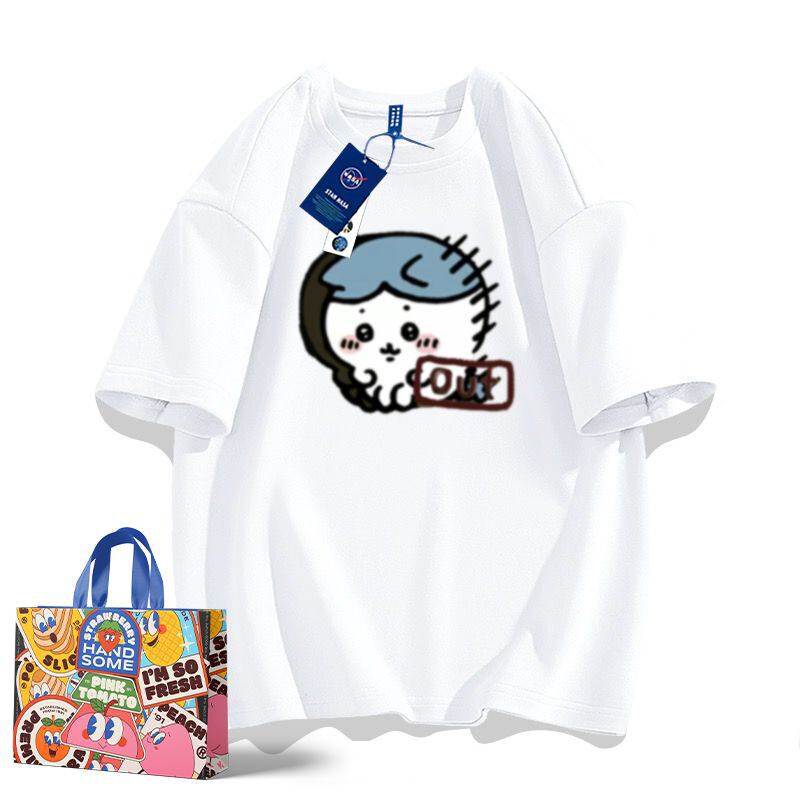 「tops」ちいかわ ハチワレ プリント 男女兼用 ルーズ 半袖Ｔシャツ 9色YS8532