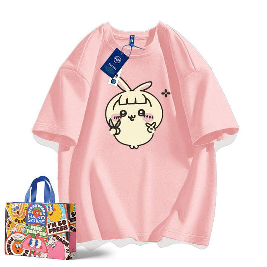 「tops」ちいかわ ウサギ キャラクタープリント 男女兼用 ラウンドネック ルーズ 半袖Ｔシャツ 9色YS8446