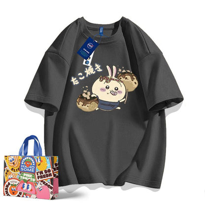 【人気ランキングNO.2】「tops」ちいかわ たこ焼きプリント 半袖Ｔシャツ（ 男女兼用）9色YS8439