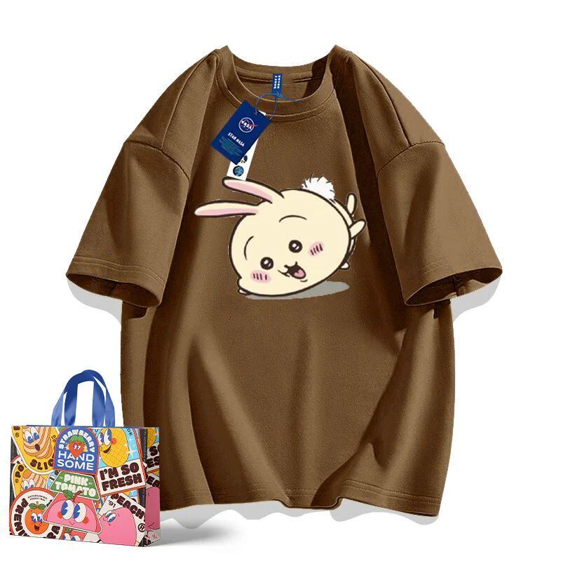 「tops」ちいかわ ウサギ キャラクター プリント 男女兼用 ラウンドネック 半袖Ｔシャツ 8色YS8395