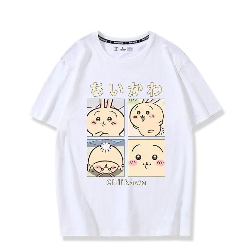 「tops」ちいかわ ウサギ キャラクタープリント 男女兼用 半袖 Ｔシャツ2色2種類YS8249