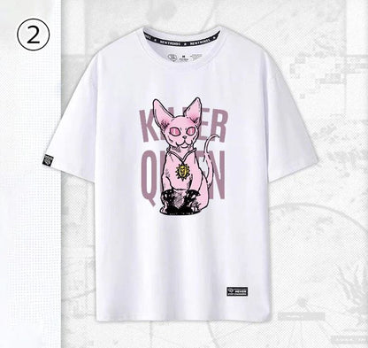 「tops」JOJO キャラクター Killer Queen プリント 男女兼用 半袖Ｔシャツ 5色2種類YS8468