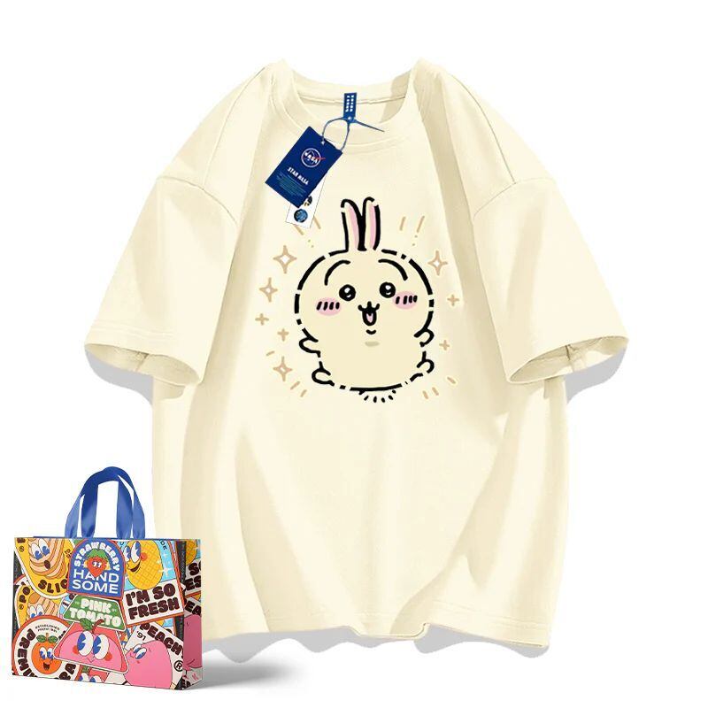 「tops」ちいかわ ウサギ キャラクター プリント 男女兼用 ラウンドネック 半袖Ｔシャツ 8色YS8398