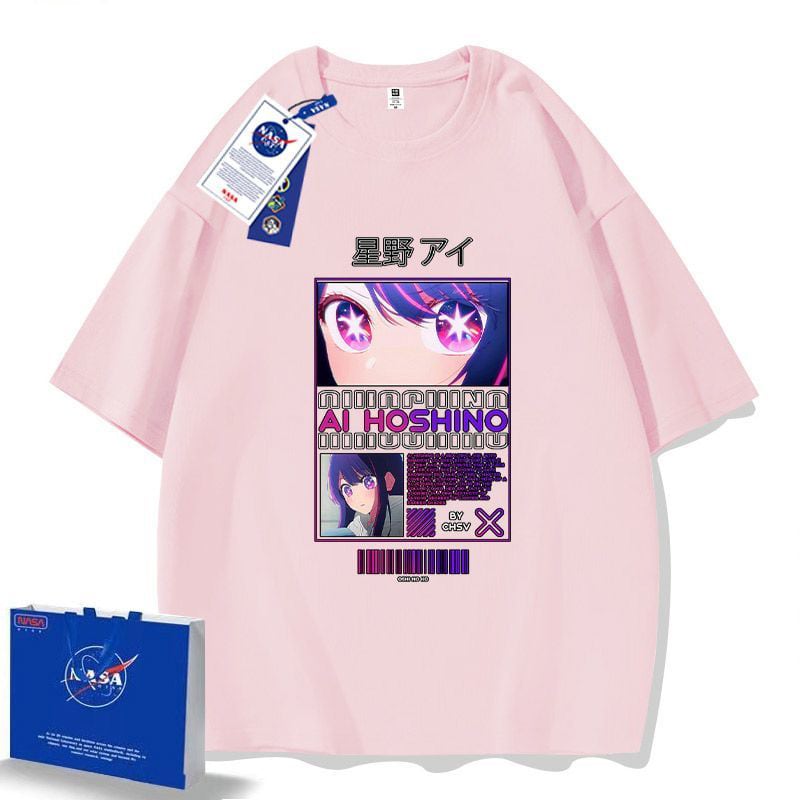 「tops」Hoshino Ai  キャラクター  プリント 男女兼用 ラウンドネック 半袖Ｔシャツ 5色YS8482