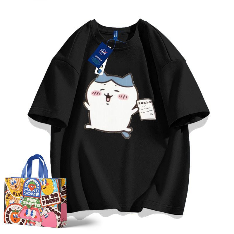 「tops」ちいかわ ハチワレ キャラクター プリント 男女兼用 ラウンドネック 半袖Ｔシャツ 9色YS8424