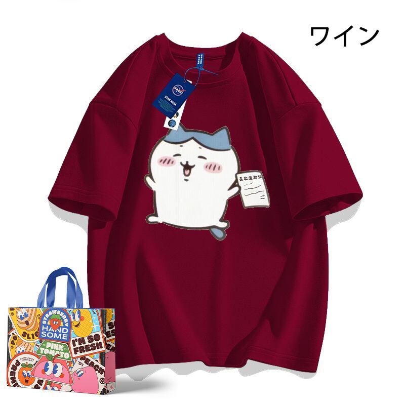 「tops」ちいかわ ハチワレ キャラクター プリント 男女兼用 ラウンドネック 半袖Ｔシャツ 9色YS8424