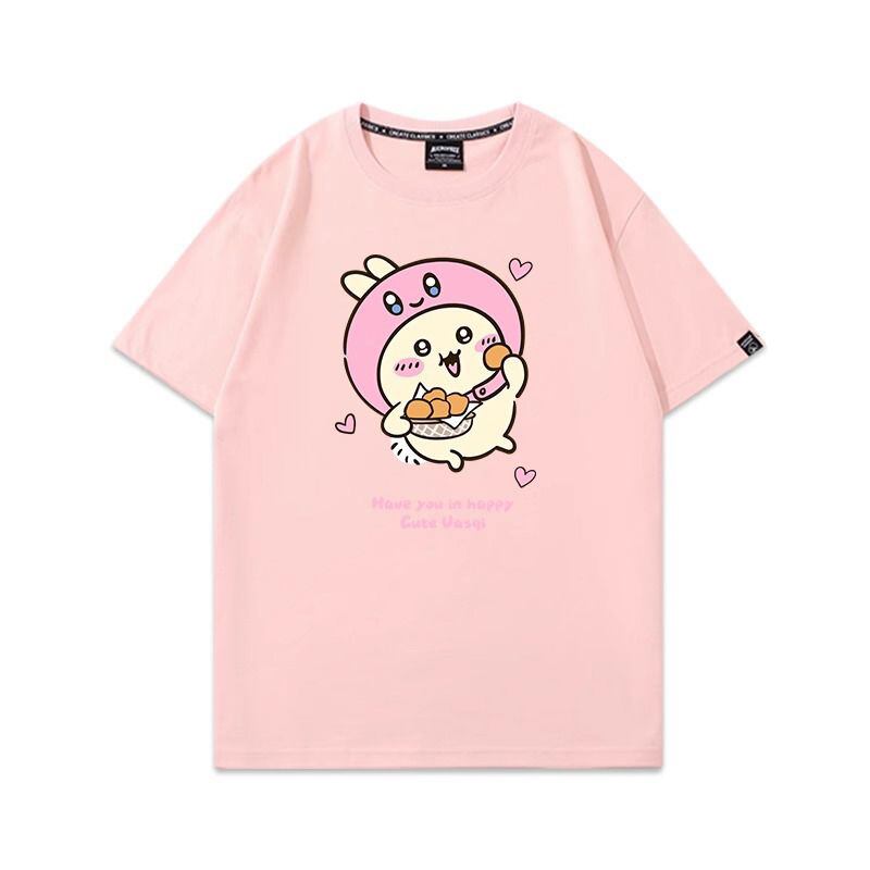 「tops」ちいかわ ウサギ キャラクター プリント 男女兼用 ラウンドネック 半袖Ｔシャツ 7色YS8491