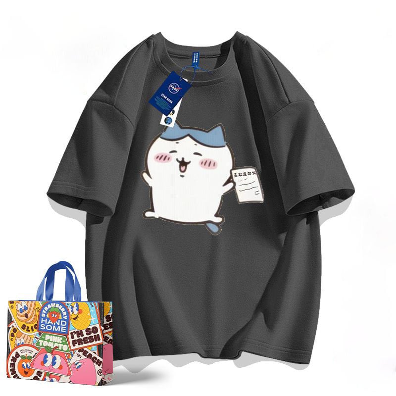 「tops」ちいかわ ハチワレ キャラクター プリント 男女兼用 ラウンドネック 半袖Ｔシャツ 9色YS8424