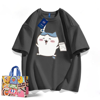 「tops」ちいかわ ハチワレ キャラクター プリント 男女兼用 ラウンドネック 半袖Ｔシャツ 9色YS8424