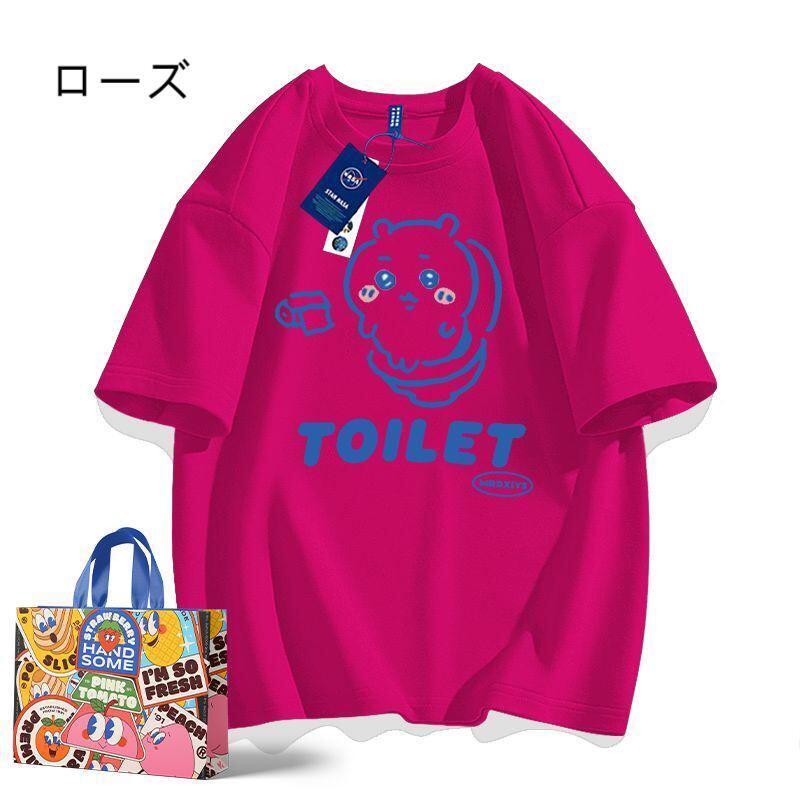 「tops」ちいかわ TOILET プリント 男女兼用 ルーズ 半袖Ｔシャツ 9色YS8533