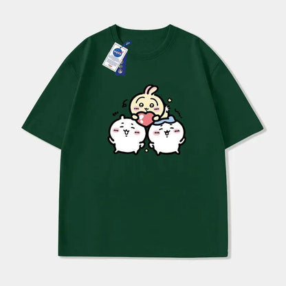 「tops」ちいかわ キャラクター プリント 男女兼用 ラウンドネック 半袖 Ｔシャツ7色YS8247