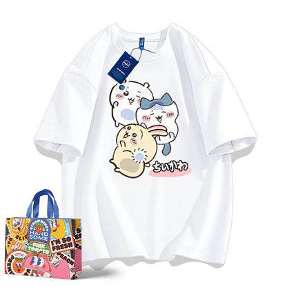 「tops」ちいかわ プリント 男女兼用  ラウンドネック ルーズ 半袖Ｔシャツ 8色YS8449