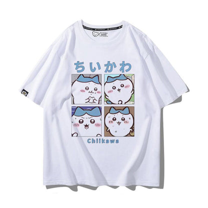 「tops」ちいかわ ハチワレキャラクタープリント 男女兼用 ラウンドネック 半袖Ｔシャツ 6色YS8476