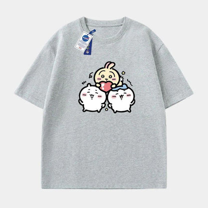 「tops」ちいかわ キャラクター プリント 男女兼用 ラウンドネック 半袖 Ｔシャツ7色YS8247