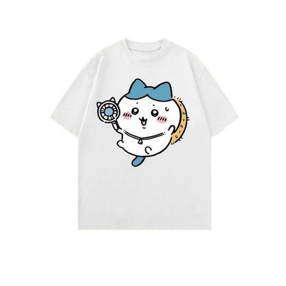 「tops」ちいかわ ハチワレ キャラクター プリント 男女兼用 ラウンドネック 半袖Ｔシャツ 7色YS8392