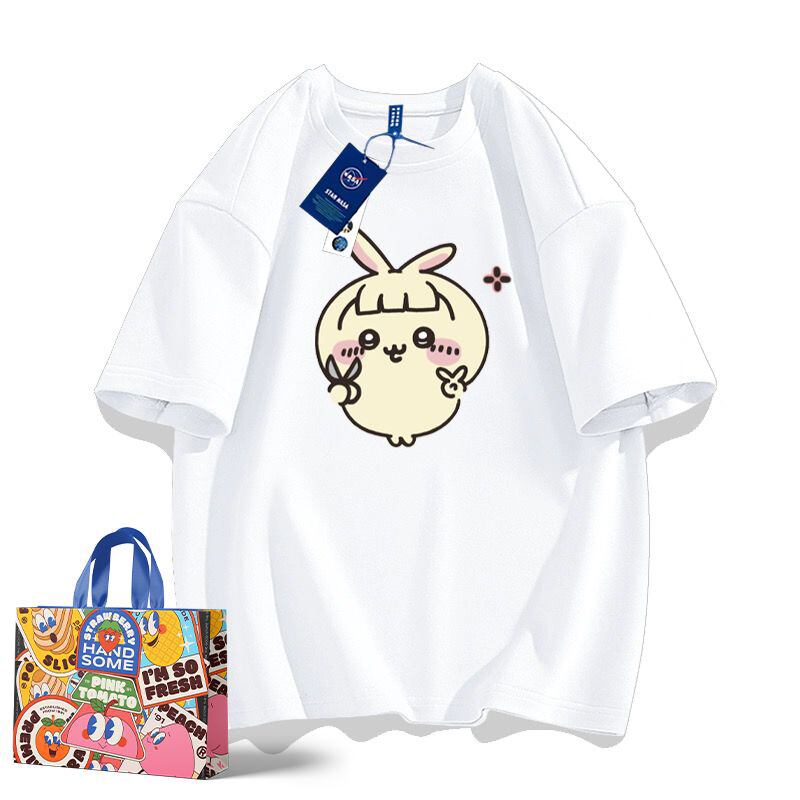 「tops」ちいかわ ウサギ キャラクタープリント 男女兼用 ラウンドネック ルーズ 半袖Ｔシャツ 9色YS8446