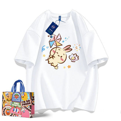 「tops」ちいかわ ウサギ キャラクター プリント 男女兼用 ラウンドネック 半袖Ｔシャツ 9色YS8426