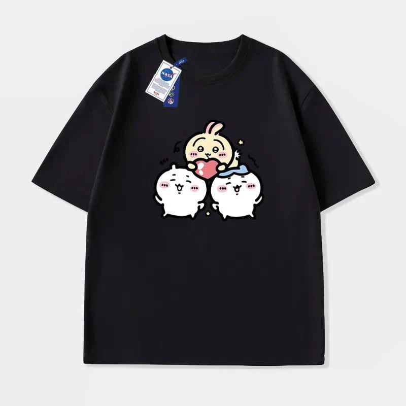 「tops」ちいかわ キャラクター プリント 男女兼用 ラウンドネック 半袖 Ｔシャツ7色YS8247